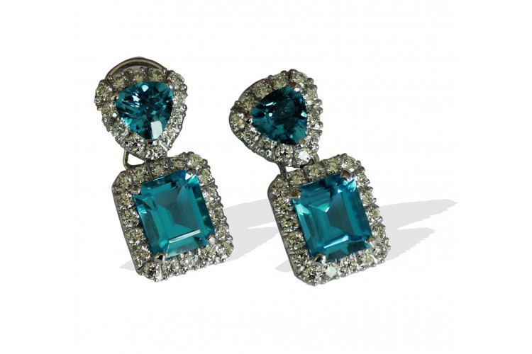 Blue Topaz with Diamonds earrings